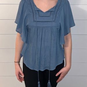Loose blue boho blouse